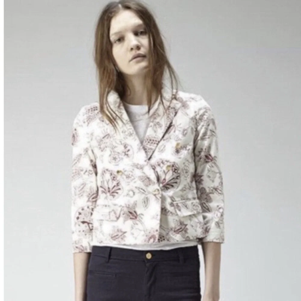 ✅ Isabel Marant Jacket Lisa Paisley Cropped Double Breasted in Purple White